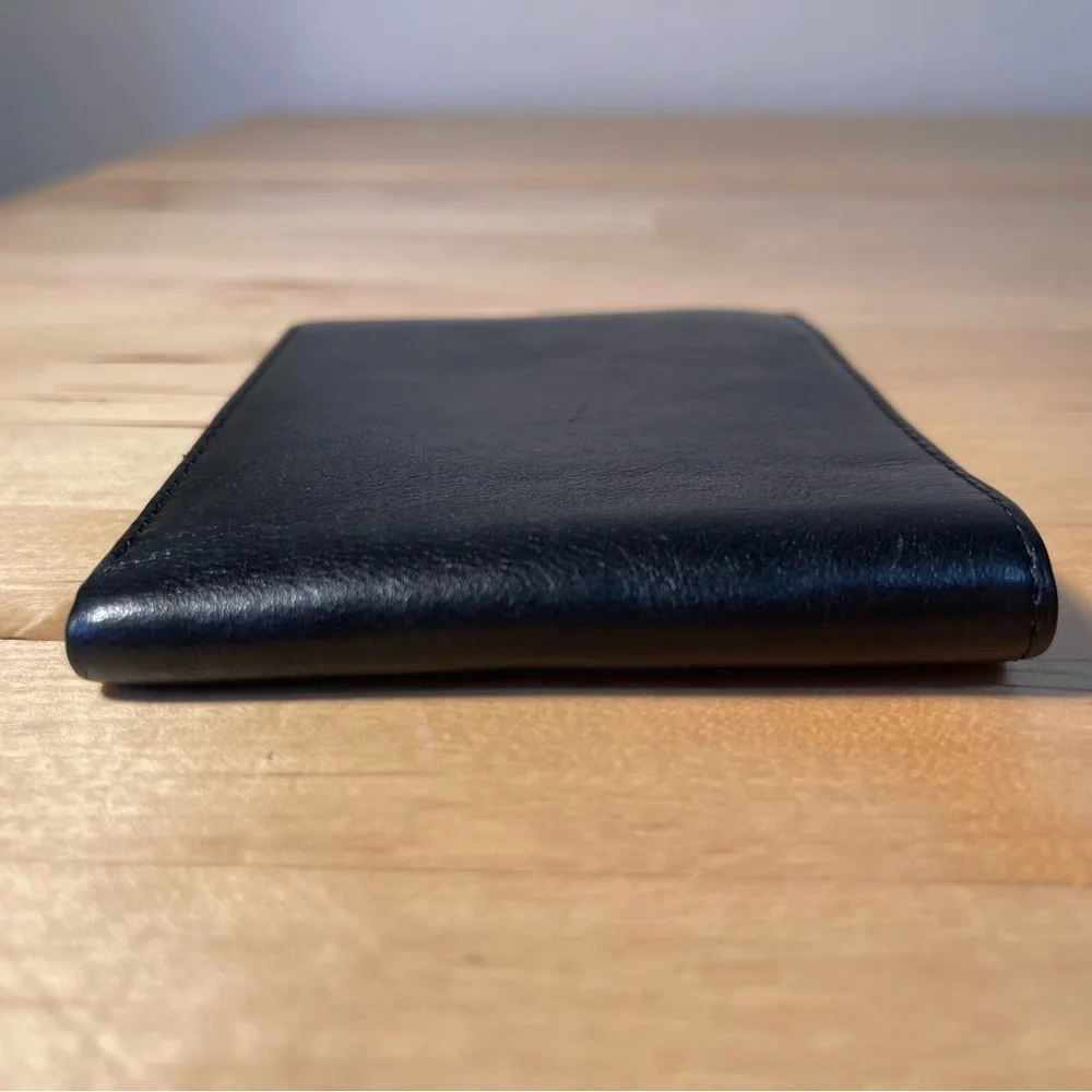 Perry Ellis Portfolio Men's Genuine Leather Bifold Wallet ID Holder Black